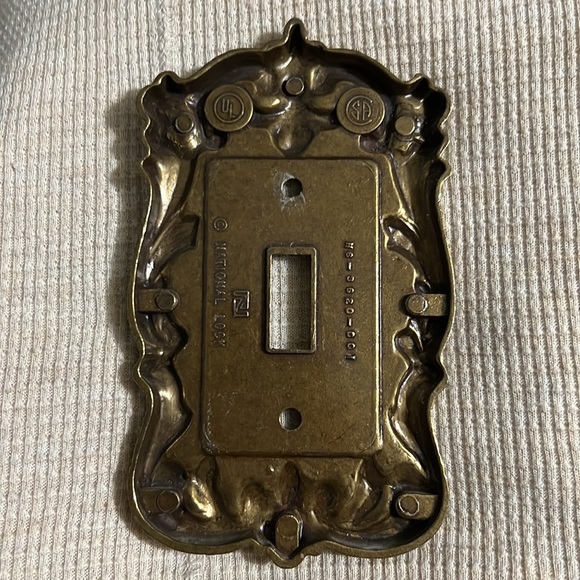 Vintage light switch ornate bronze metal National Lock plates swirl - Picture 2 of 3
